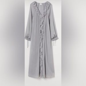 LF - H&M long ruffle trimmed dress in grey, size M